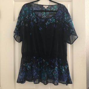 Loft Watercolor Floral Blouse